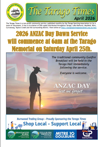 Tarago Times April 2026 Edition